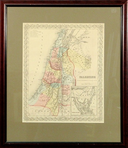 Hand colored map of Palestine by
