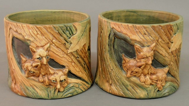 Pair of Weller pottery jardini?res