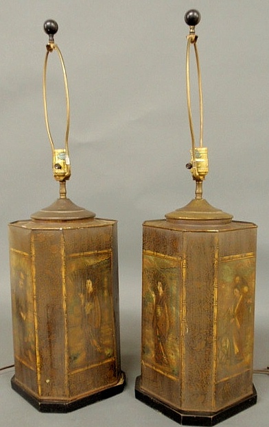 Pair of Asian style Tole decorated 158e2f