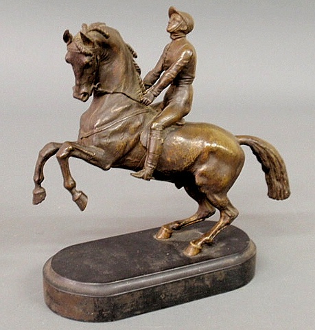 French bronze of a jockey on a prancing