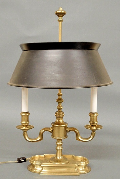 Brass table lamp with a black painted