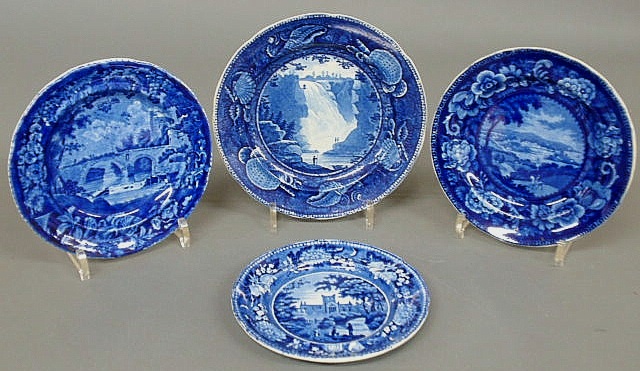 Four Staffordshire plates c1830 with