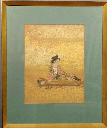 Early Japanese painting of a seated