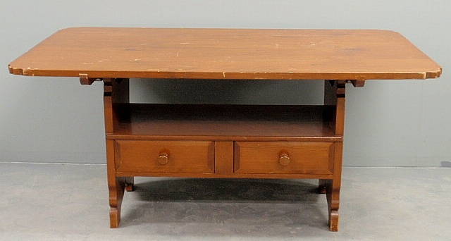 Pine bench table 19th c. with a