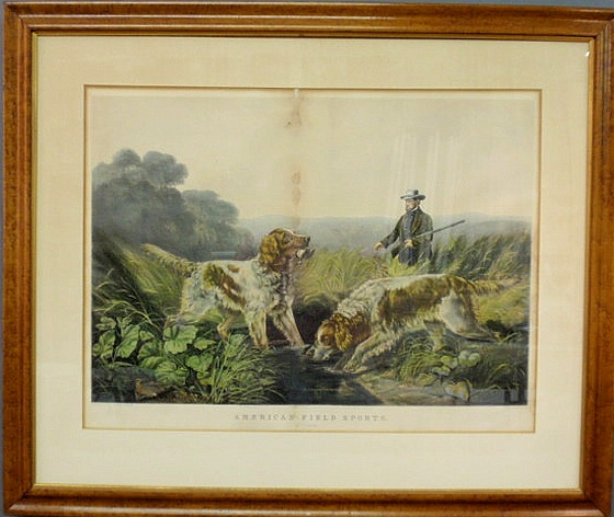 Maple framed Currier & Ives print American