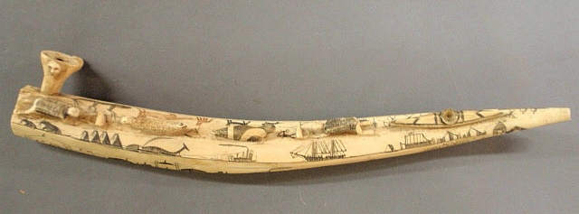 Eskimo carved walrus tusk pipe 158eaf