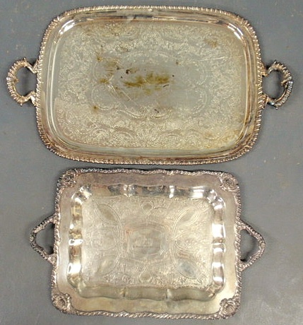 Two silverplate serving trays. 28l.