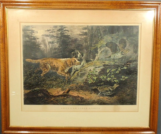 Maple framed Currier Ives American 158ec3