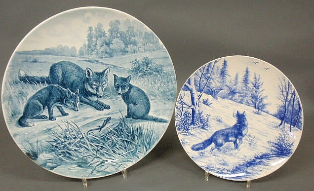 Large blue transfer decorated charger