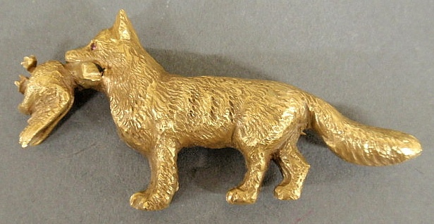 Fox brooch 14k yg in the form of 158f0a