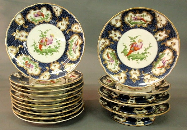 Ten Worcester porcelain plates