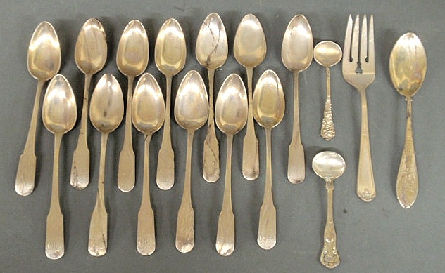 Set of thirteen coin silver spoons