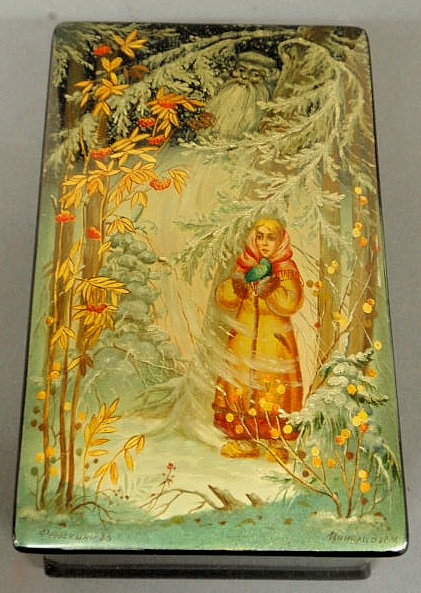 Russian lacquerware box decorated