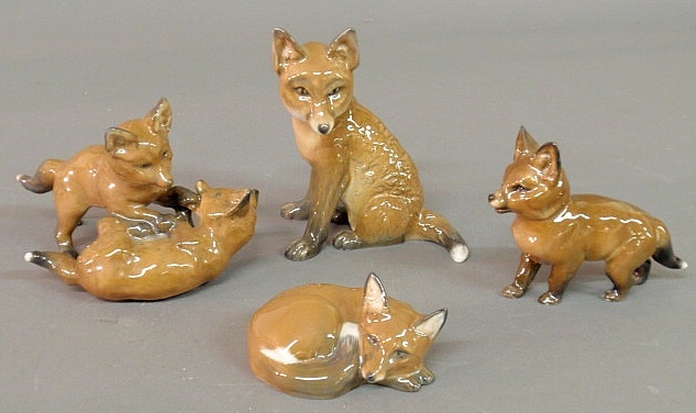 Four Rosenthal German porcelain foxes