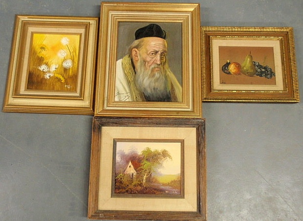 Four contemporary oil on canvas