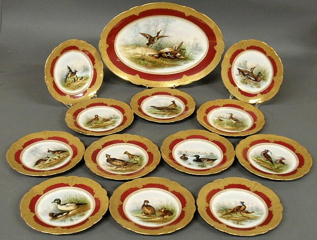 Limoges china game bird service late