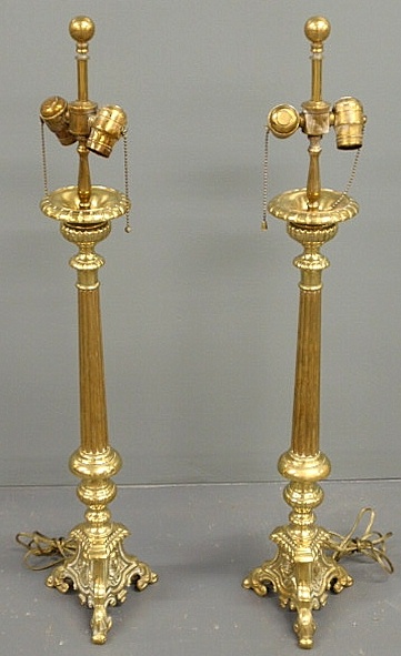 Pair of French style brass table