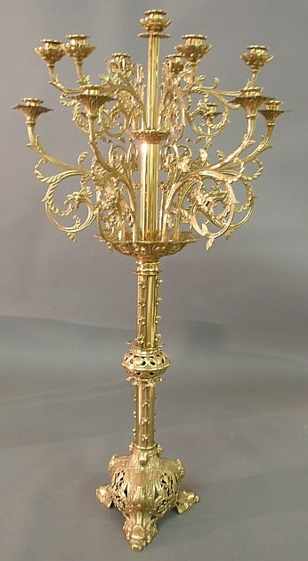 Large brass two tier candelabra 158fdb