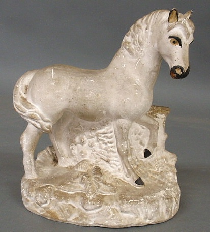Chalkware standing horse c.1870. 10h.x8w.