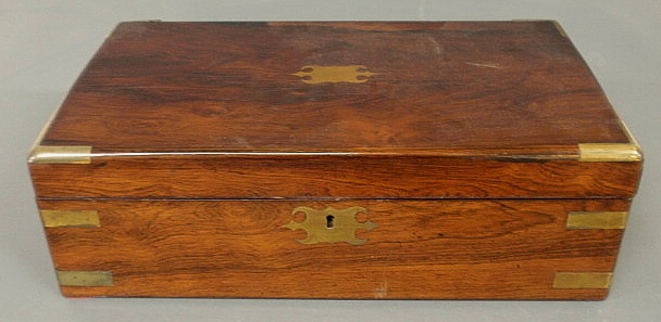 Mahogany brass bound lap desk c 1860  158fed
