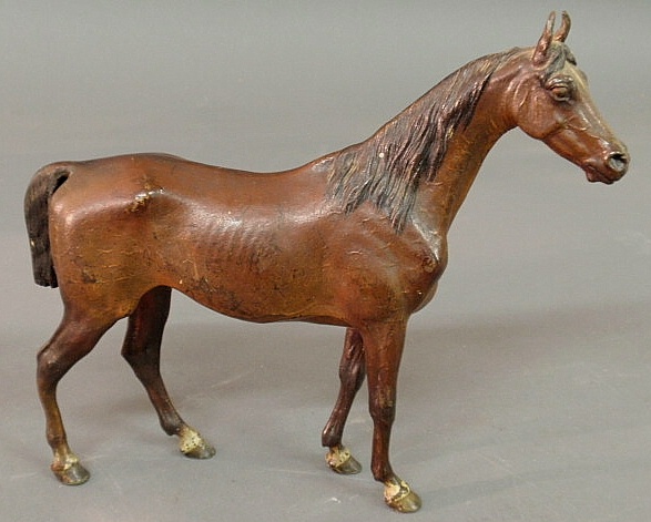 Cold painted bronze stallion probably