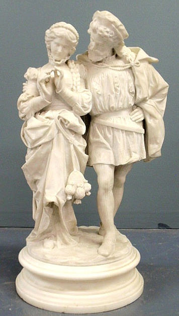 French carved alabaster figural 15902f