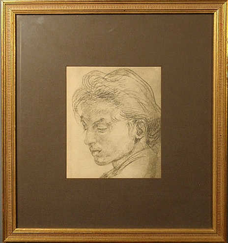 Charcoal portrait of a young woman.