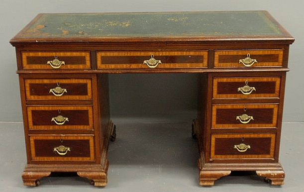 English mahogany pedestal desk