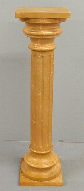 Polished marble three-part pedestal