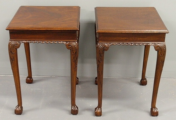 Pair of Chippendale style mahogany end