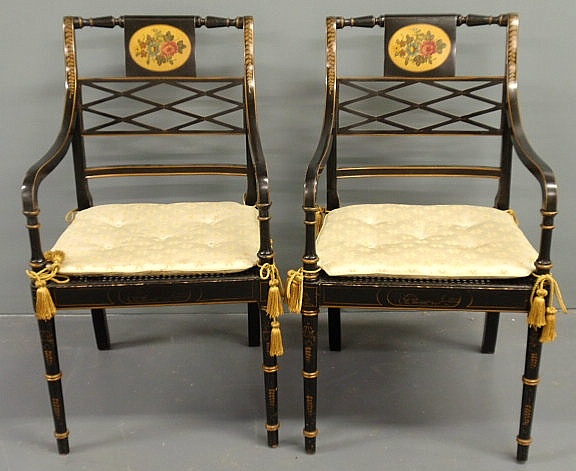 Pair of Classical form chairs black 159056