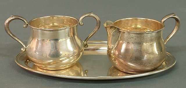 Sterling silver creamer sugar bowl 159064