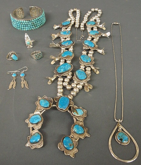 Grouping of sterling turquoise 15908a