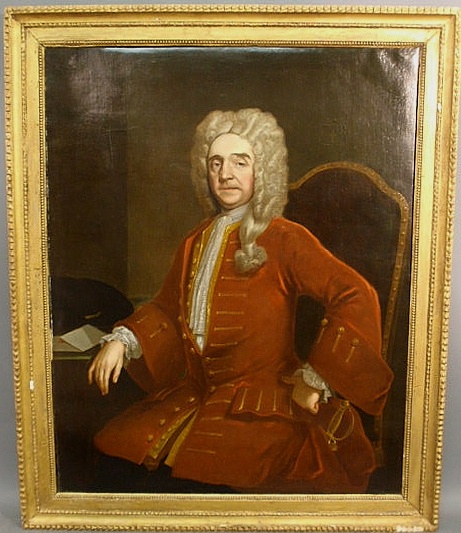 Large 18th c oil on canvas portrait 1590a6