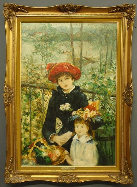 Oil on canvas portrait of two girls