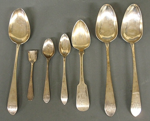 Group of American coin silver spoons 1590d9