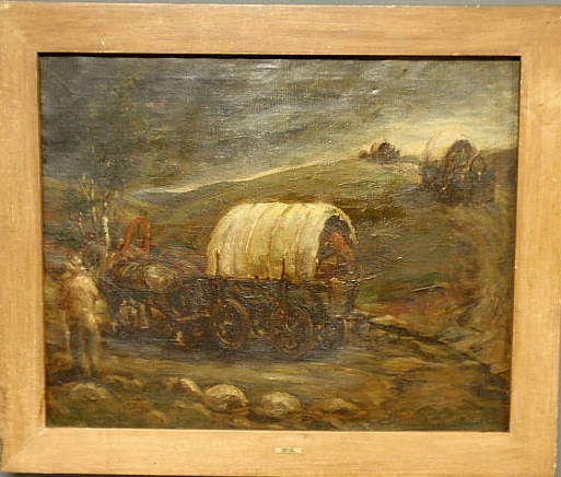 Oil on canvas painting of a wagon 1590da