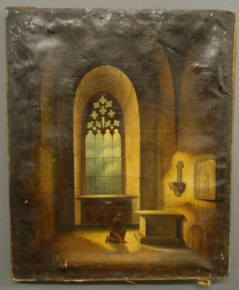 Oil on canvas interior church scene 1590d2