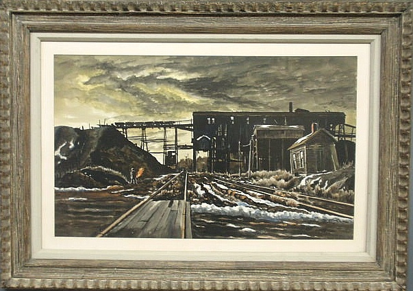 Watercolor painting of a coal mine 1590dd