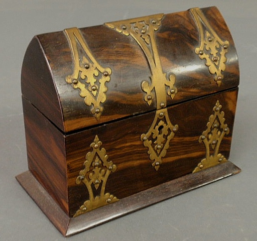 English rosewood trinket box with brass