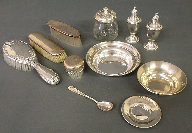 Group of sterling silver table