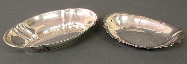 Two sterling silver oblong dishes. 8.75l.