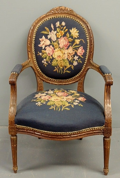 Louis XVI style fruitwood fauteuil