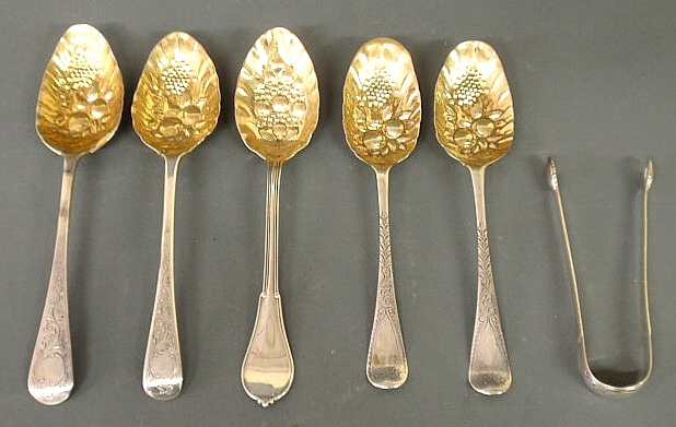 Five berry spoons approx. 8.5"l.