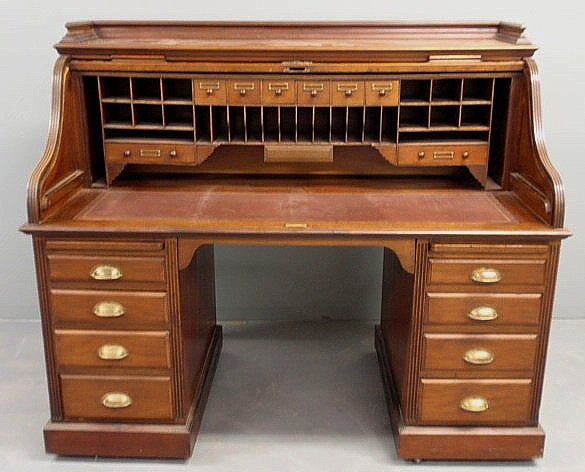 English mahogany roll-top desk