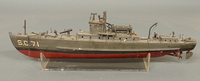 Wood Navy ship model with electric motor