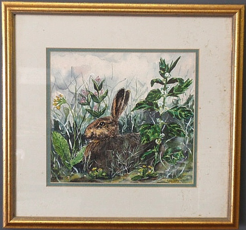 Framed and matted watercolor of 159137
