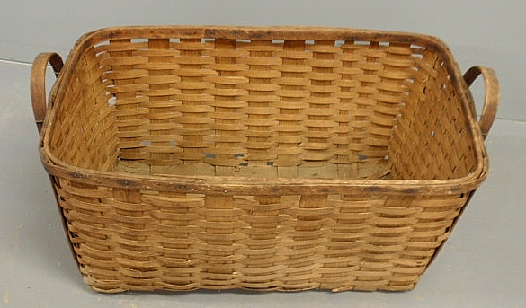 Large rectangular woven splintwood basket