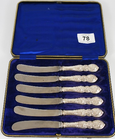 A boxed set of Silver Knives decorated
