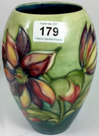 Moorcroft Lily Vase on a Blue Green 1591d9